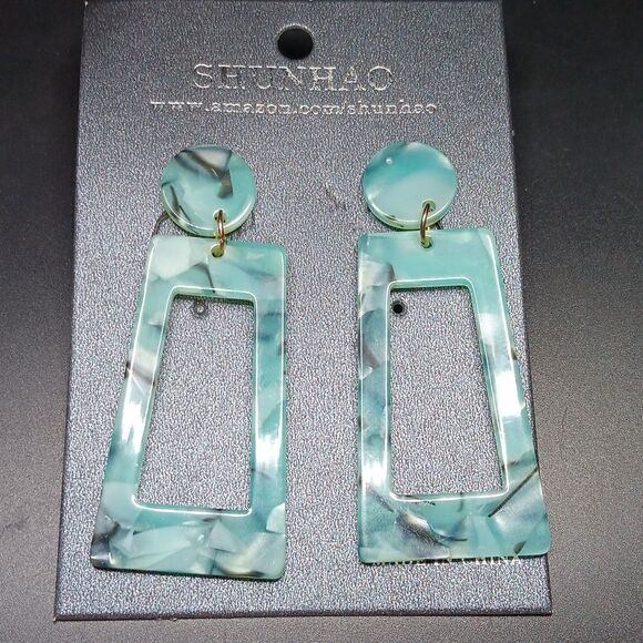 New Shunhao YKL Light Blue Earrings New With Tags - Picture 1 of 3